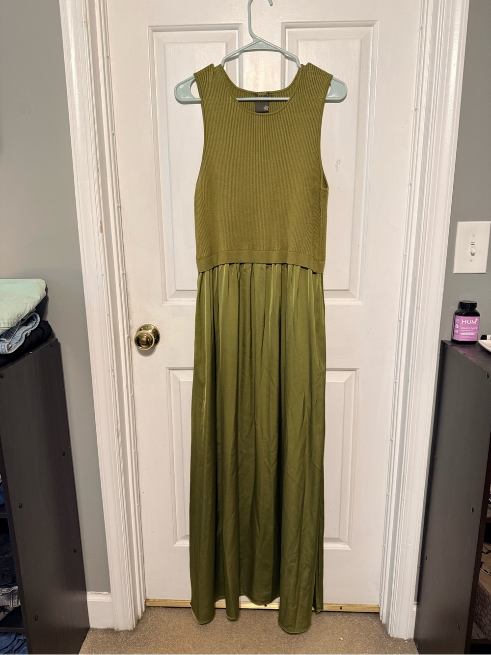 Taylor Olive Green Sleeveless Maxi Dress